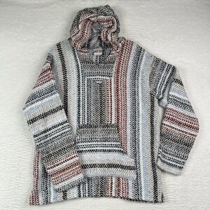 Ron Jon Surf Shop Baja Hoodie Men L Blanket Chunky Knit Poncho Made In Mexico